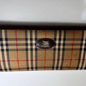 Burberry Long Wallet Fold Nova Check Billfold Horse Brown Leather